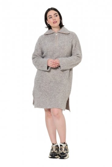 Ulla Popken 851563 Robe en maille à manches longues Beige - Robes - Robes pour toutes les tailles