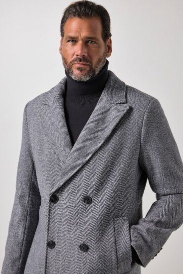 JP1880 851613 Croisé Manteau en laine Gris foncé - Vestes - Vestes Homme Grandes Tailles