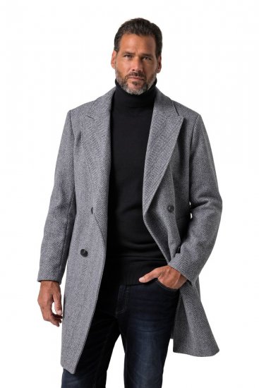 JP1880 851613 Croisé Manteau en laine Gris foncé - Vestes - Vestes Homme Grandes Tailles