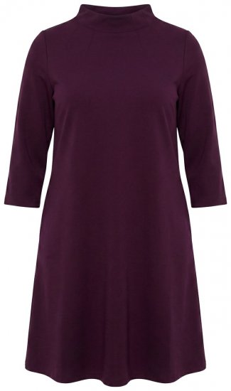 Ulla Popken 851664 Robe en jersey à col roulé Prune - Robes - Robes pour toutes les tailles