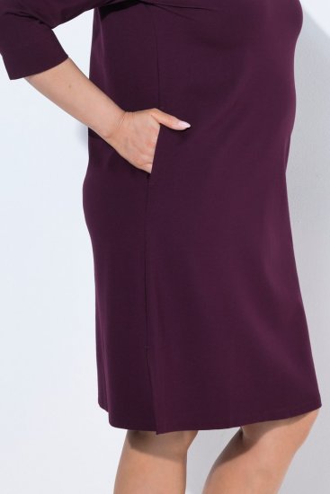 Ulla Popken 851664 Robe en jersey à col roulé Prune - Robes - Robes pour toutes les tailles