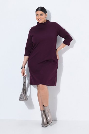 Ulla Popken 851664 Robe en jersey à col roulé Prune - Robes - Robes pour toutes les tailles