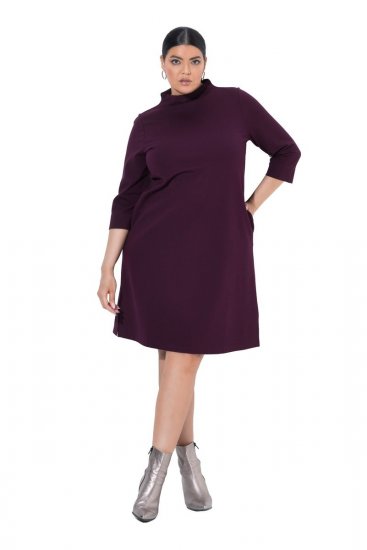 Ulla Popken 851664 Robe en jersey à col roulé Prune - Robes - Robes pour toutes les tailles