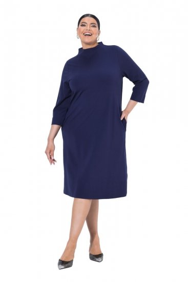 Ulla Popken 851664 Robe en jersey trapèze à poches Bleu marine - Robes - Robes pour toutes les tailles