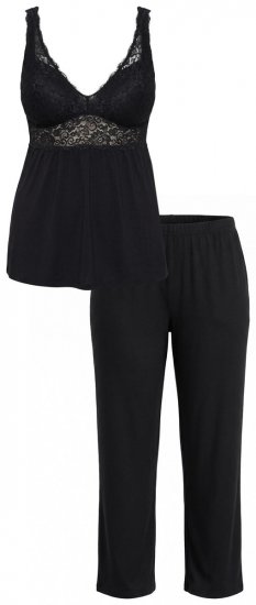 Ulla Popken 851693 Pyjama Noir - Pyjamas/vêtements de détente - 