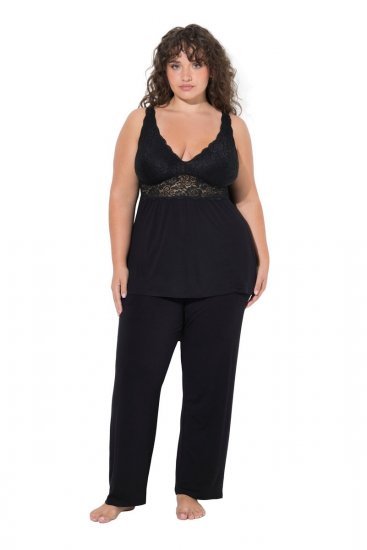 Ulla Popken 851693 Pyjama Noir - Pyjamas/vêtements de détente - 