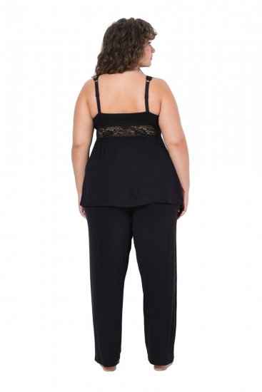Ulla Popken 851693 Pyjama Noir - Pyjamas/vêtements de détente - 