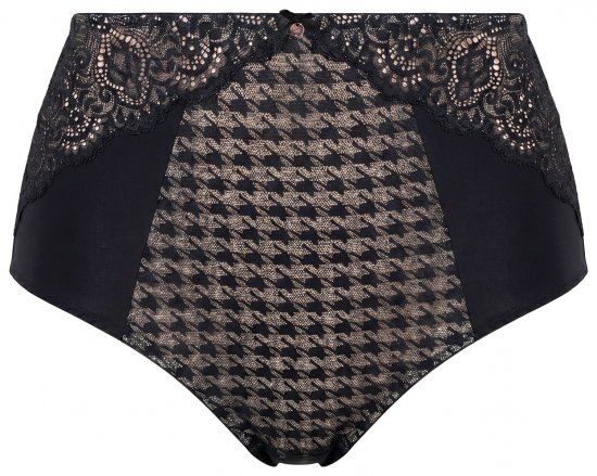 Ulla Popken 851700 Culottes à carreaux taille haute en dentelle Noir - Culottes - 