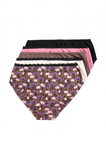 Ulla Popken 851711 Culottes à fleurs lot de 5 Marron - Culottes - 