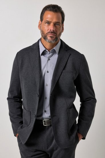 JP1880 Naples Flexnamic Blazer en jersey Gris foncé chiné - Costumes - Costumes grandes tailles 
