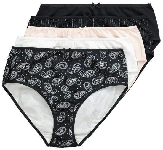 Ulla Popken 851752 Culottes à rayures lot de 5 Noir - Culottes - 