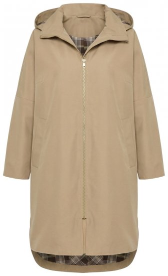 Ulla Popken 851764 Manteau oversize à capuche amovible Sable - Manteaux - Manteaux femme grande taille