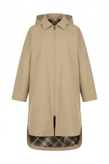 Ulla Popken 851764 Manteau oversize à capuche amovible Sable - Manteaux - Manteaux femme grande taille