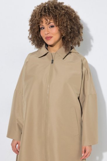 Ulla Popken 851764 Manteau oversize à capuche amovible Sable - Manteaux - Manteaux femme grande taille