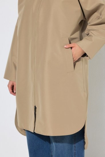 Ulla Popken 851764 Manteau oversize à capuche amovible Sable - Manteaux - Manteaux femme grande taille