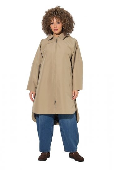 Ulla Popken 851764 Manteau oversize à capuche amovible Sable - Manteaux - Manteaux femme grande taille