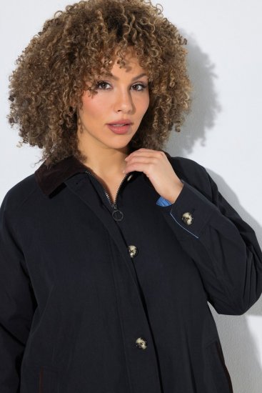 Ulla Popken 851765 Manteau en velours côtelé Bleu marine - Manteaux - Manteaux femme grande taille