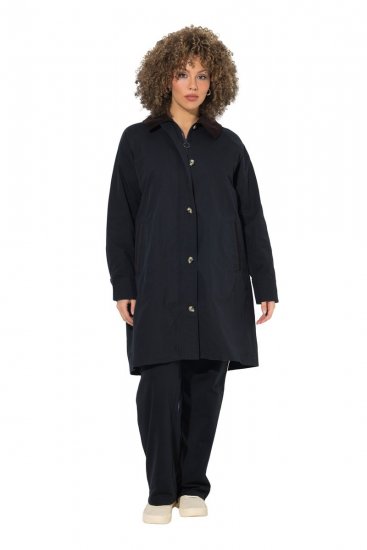 Ulla Popken 851765 Manteau en velours côtelé Bleu marine - Manteaux - Manteaux femme grande taille