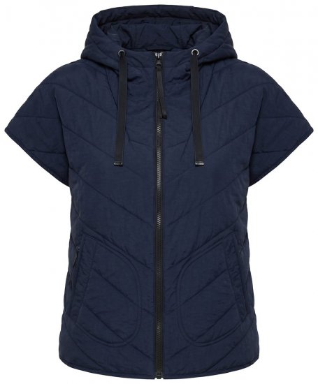Ulla Popken 851785 Gilet matelassé oversize à capuche Bleu marine - Gilets sans manches - 
