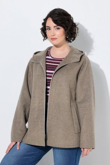 Ulla Popken 851788 Manteau en laine Marron clair - Manteaux - Manteaux femme grande taille