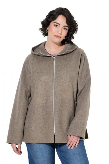 Ulla Popken 851788 Manteau en laine Marron clair - Manteaux - Manteaux femme grande taille