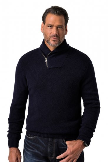 JP1880 851795 Pull tricoté à col châle Bleu marine TALL - TALL sweatshirts - Sweats et hoodies TALL