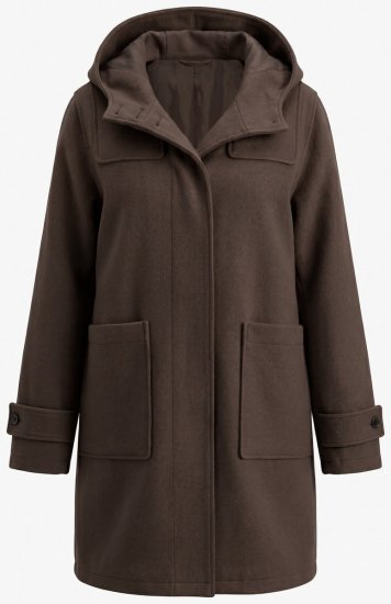 Ulla Popken 851803 Duffle-coat Marron foncé - Manteaux - Manteaux femme grande taille