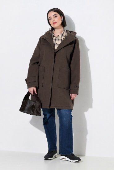 Ulla Popken 851803 Duffle-coat Marron foncé - Manteaux - Manteaux femme grande taille