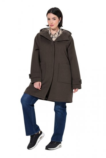 Ulla Popken 851803 Duffle-coat Marron foncé - Manteaux - Manteaux femme grande taille