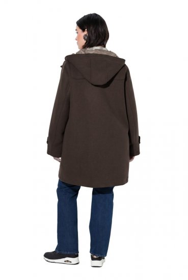 Ulla Popken 851803 Duffle-coat Marron foncé - Manteaux - Manteaux femme grande taille