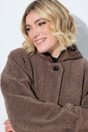 Ulla Popken 851809 Veste teddy Marron clair - Vestes - Vestes femme grande taille