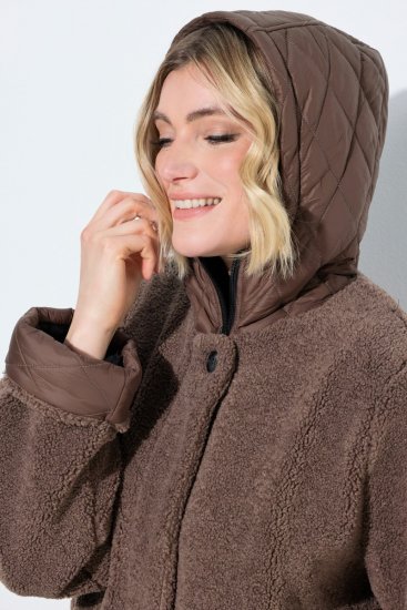 Ulla Popken 851809 Veste teddy Marron clair - Vestes - Vestes femme grande taille
