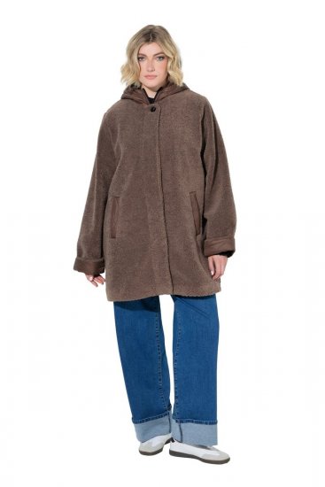 Ulla Popken 851809 Veste teddy Marron clair - Vestes - Vestes femme grande taille