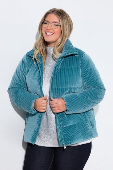 Ulla Popken 851819 Veste en velours côtelé Gris - Vestes - Vestes femme grande taille