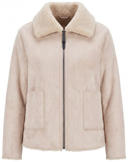 Ulla Popken 851823 Veste en suédine Blanc cassé - Vestes - Vestes femme grande taille