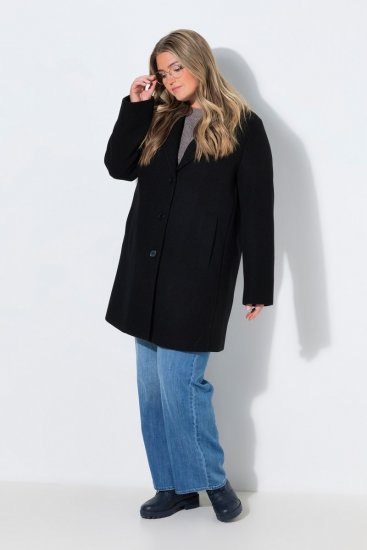 Ulla Popken 851829 Manteau en laine Noir - Manteaux - Manteaux femme grande taille