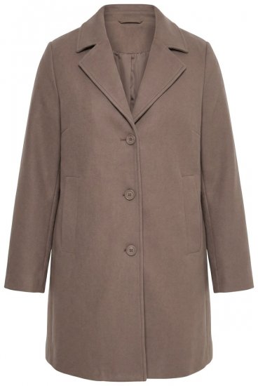 Ulla Popken 851829 Manteau en laine trapèze à revers Marron clair - Manteaux - Manteaux femme grande taille