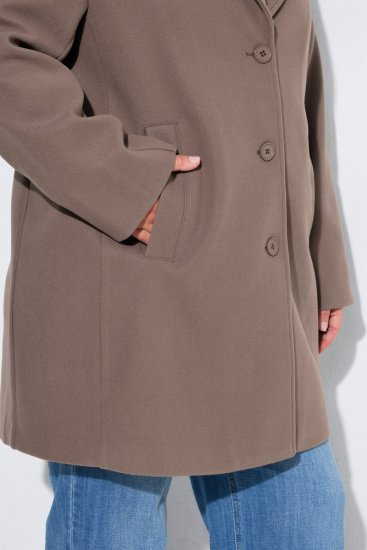 Ulla Popken 851829 Manteau en laine trapèze à revers Marron clair - Manteaux - Manteaux femme grande taille