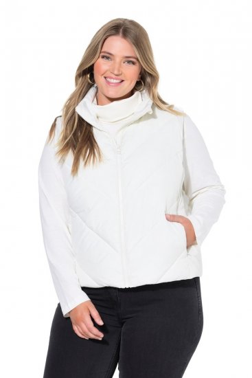 Ulla Popken 851833 Gilet matelassé à col montant Blanc cassé - Gilets sans manches - 