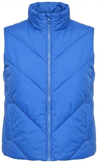 Ulla Popken 851833 Gilet matelassé à col montant Bleu - Gilets sans manches - 