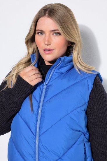 Ulla Popken 851833 Gilet matelassé à col montant Bleu - Gilets sans manches - 