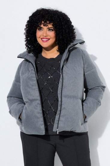 Ulla Popken 851854 Veste matelassée Gris chiné - Vestes - Vestes femme grande taille
