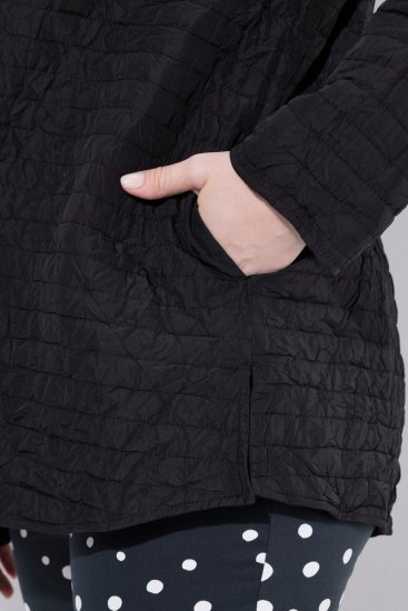 Ulla Popken 852076 Veste en crêpe matelassée à col montant Noir - Vestes - Vestes femme grande taille