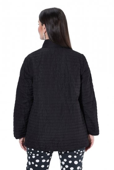 Ulla Popken 852076 Veste en crêpe matelassée à col montant Noir - Vestes - Vestes femme grande taille