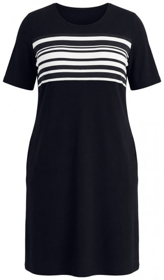 Ulla Popken 852079 Robe t-shirt rayée Noir - Robes - Robes pour toutes les tailles