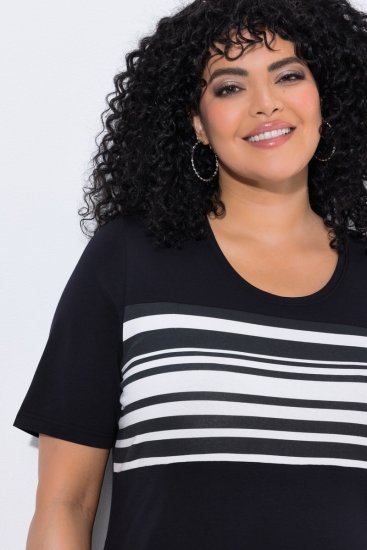 Ulla Popken 852079 Robe t-shirt rayée Noir - Robes - Robes pour toutes les tailles