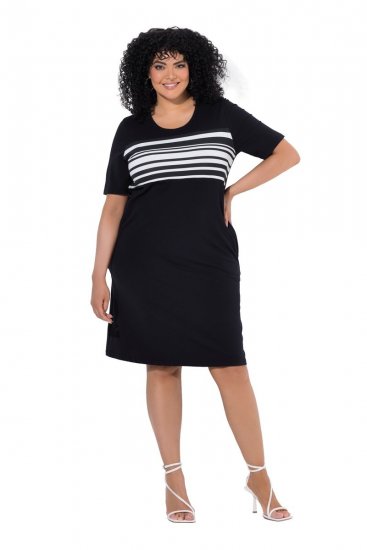 Ulla Popken 852079 Robe t-shirt rayée Noir - Robes - Robes pour toutes les tailles