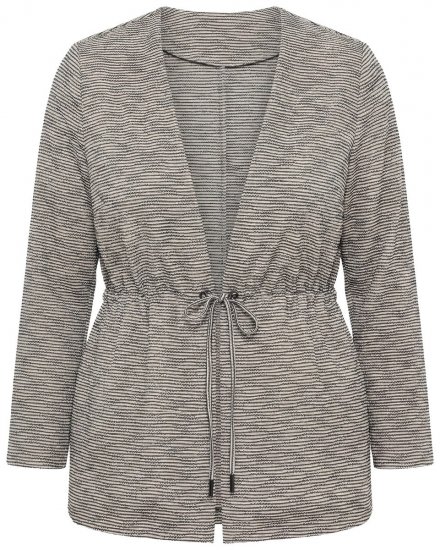 Ulla Popken 852086 Gilet rayé à cordon coulissant Taupe - Cardigans - Cardigans femme grande taille