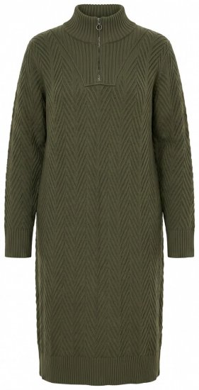 Ulla Popken 852121 Robe en maille à manches longues et col roulé Kaki - Robes en maille -
