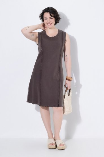 Ulla Popken 852190 Robe en jersey Brun acajou - Robes d'été - Robes d'été grande taille